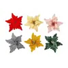 Decoraciones Florales Navideñas Cruzadas al por Mayor Borde Dorado Terciopelo Flor de Simulación Fabricante Flores Falsas al por Mayor Flores para Decoración de Bodas