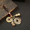 Llavero de latón con diseño de tiempo en tiempo, para hombre y mujer, para llaves de coche, bolso, joyería artesanal de cobre.