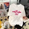 Camiseta de Manga Corta Estampada de Seda de Leche Estilo Nuevo Primavera y Verano para Mujer, Top de Nicho Suelto y Versátil Popular en Internet para Mujer