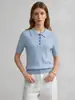 Ya*Ordem Henley de Verão Slim Fit Design Gentil Ombros Padrão Valoriza a Figura Malha Manga Curta