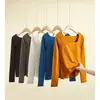 Nuevo Top Térmico de Color Sólido con Forro Polar Acolchado Cuadrado Ajustado Capa Base para Clima Frío Otoño e Invierno