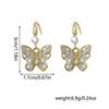 Pendientes de mariposa huecos con diamantes de lujo, de moda coreana, de plata S925, sencillos y elegantes de alta gama.