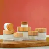 En Stock Tapa de Madera de Bambú Frasco de Vidrio Esmerilado para Crema 30g Loción Crema Facial Crema para Ojos Frasco Cosmético Botella Espesa para Base de Maquillaje Líquido
