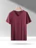 Camiseta de Manga Corta con Cuello en V de Seda de Hielo de Comercio Exterior para Hombre, Verano, Color Puro, Seda de Hielo Fresca, Manga Media, Delgada, Elástica, Secado Rápido