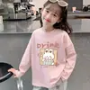 Camiseta Base de Moda y Estilo Coreano Nueva para Niñas de Primavera y Otoño, Camiseta de Manga Larga para Niñas, Algodón Puro para Niños Mayores