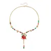 Joia Cruzada Europeia e Americana Colar de Natal Chapéu de Natal Borboleta Combinação de Cores Gargantilha Fashion Colar para Festa de Ano Novo
