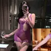 Medias de Malla Moradas Sexy Tentación Body para Mujer Entrepierna Abierta Medias de Malla Puro Deseo Ropa de Malla Calada No es necesario quitárselo Medias Desgarrables Medias de Malla