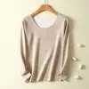 Ropa Interior Térmica Sin Costuras DeRong para Mujer, Cuello Redondo, Capa Base Otoño/Invierno, Con Felpa, Engrosada, Ropa de Otoño, Pantalones de Otoño, Top de Algodón Puro