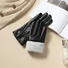 Guantes de Cuero para Hombres y Mujeres en Otoño e Invierno para Parejas, Estilo Coreano con Forro de Felpa, Engrosados, Cálidos, Cortavientos, Impermeables, para Ciclismo en Frío, Conducción, Pantalla Táctil
