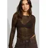 Moda Cruzada Europeia e Americana Primavera/Verão/Outono 2026 Sexy Gola Redonda Renda Transparente Camisa Base Novo Estilo Menina Apimentada Manga Longa Top