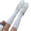 Calcetines hasta la pantorrilla para mujer de color blanco cremoso con forma vertical, cálidos, adelgazantes y combinables para primavera y verano, calcetines de tubo medio estilo japonés grises apilados para niños