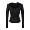 Camiseta de manga larga con cuello corazón fruncido para mujer, nuevo estilo otoño 2026, estilo chica hot americana, color liso, corte ajustado, camiseta básica que realza la figura