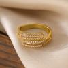 Aogu Lujo Accesible Europeo y Americano Anillo de Alta Gama Nicho Exquisito Cobre Chapado en Oro de 18K Zircón Geométrico Anillo Abierto Nuevo