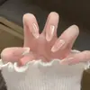 Puntas de Uñas Hechas a Mano en Rosa Nude con Diseño de Estrella Degradado Transparente, Uñas Postizas Lindas Versátiles Estilo Hada