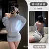 Vestido Azul Sexy de Espalda Descubierta, Ropa de Dormir Tentación Pura Deseo, Uniforme Sexy de un Hombro Qqny