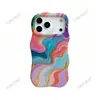 Capa de Celular Tk's Mais Vendida Artística Colorida Graffiti Mármore para iPhone 17 Apple 16Pm com Borda Ondulada