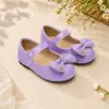 Zapatos planos ligeros de piel para niña para usar con vestido de fiesta de cumpleaños, charol brillante con lazo de pedrería, zapatos para niños