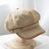 Gorra octogonal retro de bloques de color estilo coreano para mujer, versátil para todas las estaciones, hace que la cara se vea más pequeña, gorra de boina, gorra de artista casual y elegante