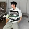 Chaleco de Punto Rayado de Verano para Hombre, Camisa sin Mangas Moderna y Elegante, Top Casual Estilo Coreano