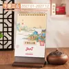 Calendário de Mesa de Madeira Estilo Tendência Nacional 2027 Calendário com Ilustração Exquisite para Mesa de Escritório Ornamento de Mesa Calendário de Mesa Personalizado Presente Empresarial