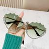 Gafas de sol irregulares con incrustaciones de diamantes 2024 nuevas gafas de sol para mujer cara grande que adelgazan las gafas de sol anti-ultravioleta forma cóncava