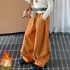 Pantalones de chándal para niña Otoño e Invierno 2026 Nuevos Casuales Estilo Coreano Niños Medianos y Grandes Sueltos Felpa Gruesa Pantalones Plátano Modernos