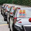 Decoración de coche de bodas con personajes felices, pegatinas coloridas, calcomanías de personajes felices para coche de bodas, juego completo de suministros para decoración de convoy de bodas y pegatinas para ventanas