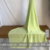 Casa de Chá Estilo Chinês com Texto em Pintura a Tinta, Cortinas de Gaze Poéticas, Preparo do Chá no Fogão, Linda Decoração de Tecido de Fundo Verde, Cortinas Penduradas, Tecido Pendurado no Teto