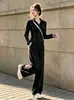 Chamarra Deportiva de Color Bloque con Cuello Alto y Cierre Corto para Mujer Otoño Invierno Casual Holgada Adelgazante Pantalones de Pierna Ancha Conjunto de Dos Piezas
