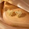 Pendientes Huecos de Hoja con Microincrustaciones de Corazón Eterno para Mujer con Diseño de Circonita de Cobre, Exquisitos y Pequeños Accesorios de Pendientes de Personalidad