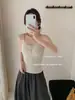 Nova Chegada Outono Início Dongdaemun 8820 Camisola de Renda Puro Desejo Alça Fina Costas Bonitas Feminina Com Bojo Cor Sólida Roupa Íntima Camada Base