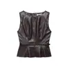 Comercio Exterior Transfronterizo Ropa de Mujer 2026 Nuevo Conjunto de Chaleco de Cuero con Cinturón + Falda Recta con Abertura Estilo Europeo y Americano 2148683