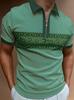 Venta Caliente Transfronteriza Nuevo Verano Impresión Gradiente 3D Talla Grande Casual para Hombre Holgado Talla Europea Cremallera Polo Manga Corta