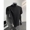 Camiseta Canelada de Manga Curta Nova Verão 2026 Masculina Meia Manga Camisa Básica Roupa de Verão Jovem Solta Tamanho Plus