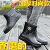 Tamanho 35-49, sola fixa, botas de chuva/calçados aquáticos impermeáveis para homens, curtas, com forro adicional, adequadas para cozinha e canteiros de obras, duráveis e antiderrapantes