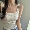 Camisola Trendy de Estilo Americano Falso Duas Peças com Bolinhas em Camadas Slim-Fit com Bojos Versátil Top Base