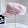 Boina Retrô Newsboy Europeia e Americana para Mulheres, Boné de Basebol de Sarja com Mistura de Lã para Outono e Inverno, Boina Newsboy Azul Marinho com Bom Caimento Tendência