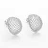 Pendientes de Malla Hueca Nuevos Transfronterizos Europeos y Americanos, Pendientes Redondos Sencillos y de Moda de Nicho para Mujer, Pendientes de Lujo Ligero y de Alta Gama