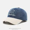 Gorra de béisbol de mezclilla bicolor para niños de 1 a 3 años, gorra con visera bordada con letras para primavera y otoño para niños y niñas