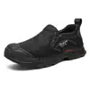 Zapatos casuales para hombre sin cordones de piel, elegantes, transpirables, ligeros para exteriores, zapatos sin cordones de piel genuina para primavera y otoño