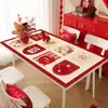 Mantel de Mesa de Año Nuevo, a Prueba de Aceite, Impermeable, No Lavable, Resistente al Calor, Mantel de Atmósfera Roja, Protector de Mesa de Dibujos Animados del Año del Caballo