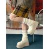 Sapatos de Algodão Quentes e Modernos do Nordeste com Forro de Lã e Solado Antiderrapante para Mulheres 2025 Novo Inverno Branco Botas de Neve Grossas com Aumento de Altura para Mulheres