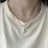 Collar de perlas de plata rotas con diamantes brillantes para mujer 2023, nuevo diseño explosivo, cadena de clavícula de alta calidad, cadena de cuello de nicho ligera y lujosa.