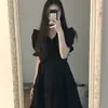 Vestido de Fada Preto Super Fada Estilo Little Mori Vestido de Primeiro Amor Estilo Universitário Gola Boneca Aparência Alta e Magra Cintura Apertada Feminina
