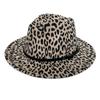 Chapéu de lã com estampa de leopardo moda europeia e americana, cinto para chapéu, chapéu de feltro de aba larga moda masculina e feminina, chapéu Jazz Outono e Inverno, cavalo asiático transfronteiriço
