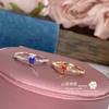 Anillo de turmalina de imitación de estilo retro Camellia, nuevo, con un tesoro para mujer adinerada, en oferta, anillo de corindón azul de Londres.