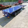 Semirreboque de Transporte de Contêineres de Exportação Transfronteiriça, Semirreboque Plataforma Extensível, Caminhão Plataforma de Transporte de Madeira com Pescoço de Ganso