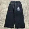 Jeans Rectos Bordados con Letras Hip-hop Estilo Americano Y2K Moda Masculina Casual Versátil Jeans Lavados