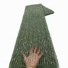Tecido de malha de renda Bordado de tubo de contas Bordado de lantejoulas de contas Tecido de vestido bordado Tecido de renda de contas