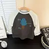 Camiseta de Algodón Puro para Niños 2026 Ropa de Primavera/Otoño para Bebés y Niños Ins Estilo Delgado Top Camisa de Manga Larga Raglán para Niños Capa Base